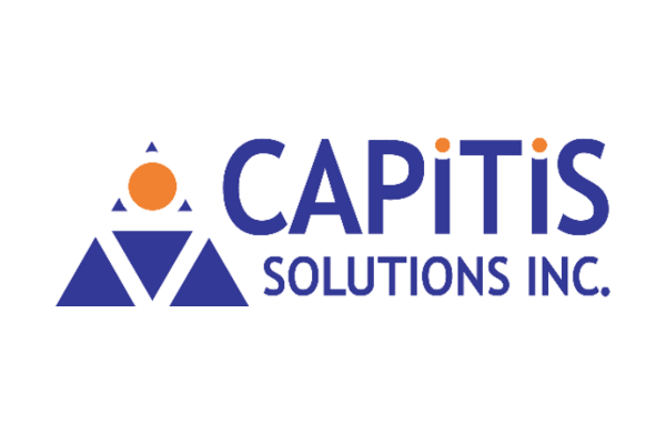 Logo for Capitis Solutions Inc., featuring blue geometric shapes and an orange circle, with company name in blue text.