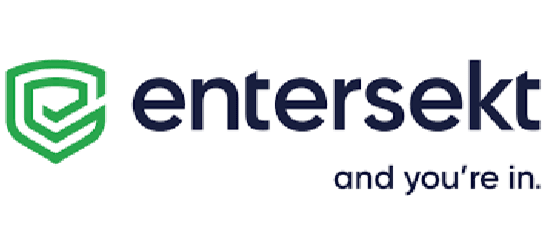 Logo for Entersekt with the tagline 'and you're in.' showing a green shield icon and company name.