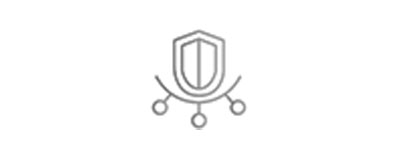 A minimalist line icon showing a shield above three nodes, representing AWS Trusted Advisor security for the energy and utilities sector.