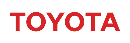 The Toyota logo in bold red letters on a white background.