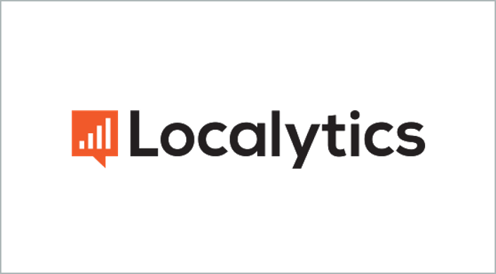 "Localytics logo with black text and an orange speech bubble containing a bar chart."