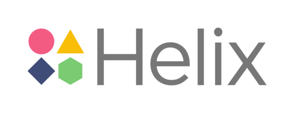 The Helix logo featuring the word 'Helix' in gray text alongside four colorful geometric shapes: a red circle, a yellow triangle, a blue diamond, and a green hexagon.