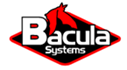 "Bacula Systems logo with a red diamond background and a red bat silhouette above the text."