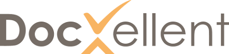 The DocXellent logo, featuring the company name in stylized text with an orange checkmark integrated into the design.