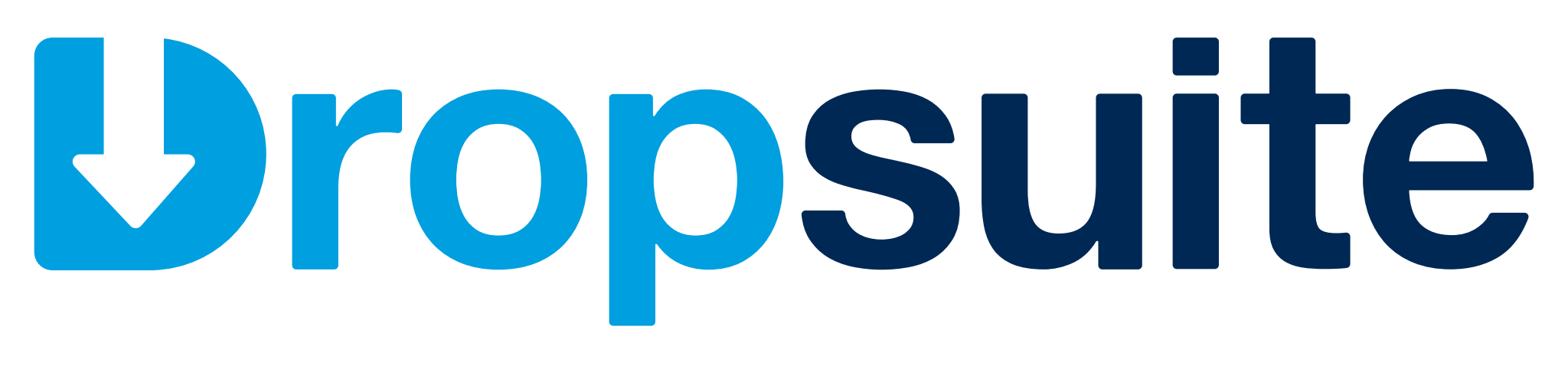 Logo for Dropsuite, featuring the text 'Dropsuite' with a stylized blue arrow icon before the word.