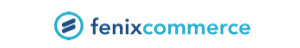 Logo for FenixCommerce, featuring blue text and symbol.