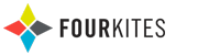 FourKites logo with colorful geometric icon and stylized text