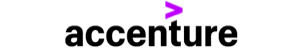 Accenture logo with a right-facing chevron, displayed in black text with a purple accent, on a transparent background. Image dimensions are 300x50 pixels.