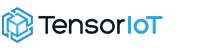 Logo of TensorIoT, featuring a geometric icon next to the text 'TensorIoT' with 'IoT' in blue.