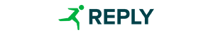 Logo image for Reply, displayed with green and dark teal colors, used in the supply chain product categories on the AWS website.