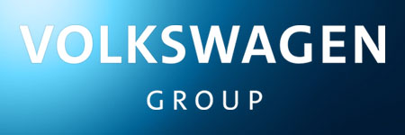 Volkswagen Group logo displayed in white text on a blue gradient background.