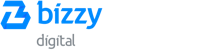 Logo for Bizzy Digital featuring a stylized blue 'B' icon and the text 'bizzy digital' in blue and gray.