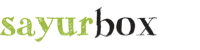 The logo for Sayurbox, featuring the brand name with 'sayur' in green and 'box' in black.