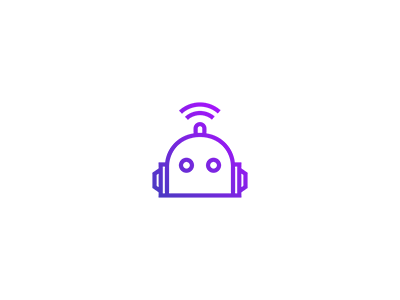Gradient purple robot icon representing supply chain and robotics automation on AWS.