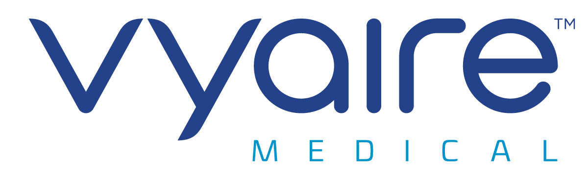 Vyaire Medical company logo in blue text on a transparent background.