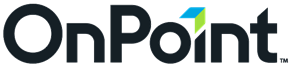 OnPoint company logo in black with blue and green accent, 291x67 pixels.