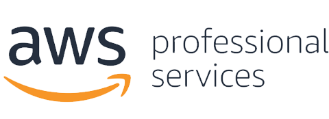 "Logo of AWS Professional Services with 'aws' in bold and an orange curved arrow below."