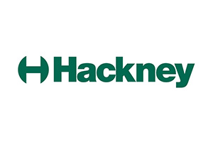 Hackney Council logo in green text and symbol on a white background.