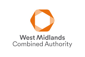 The logo of the West Midlands Combined Authority, featuring an orange geometric shape above the organization's name.