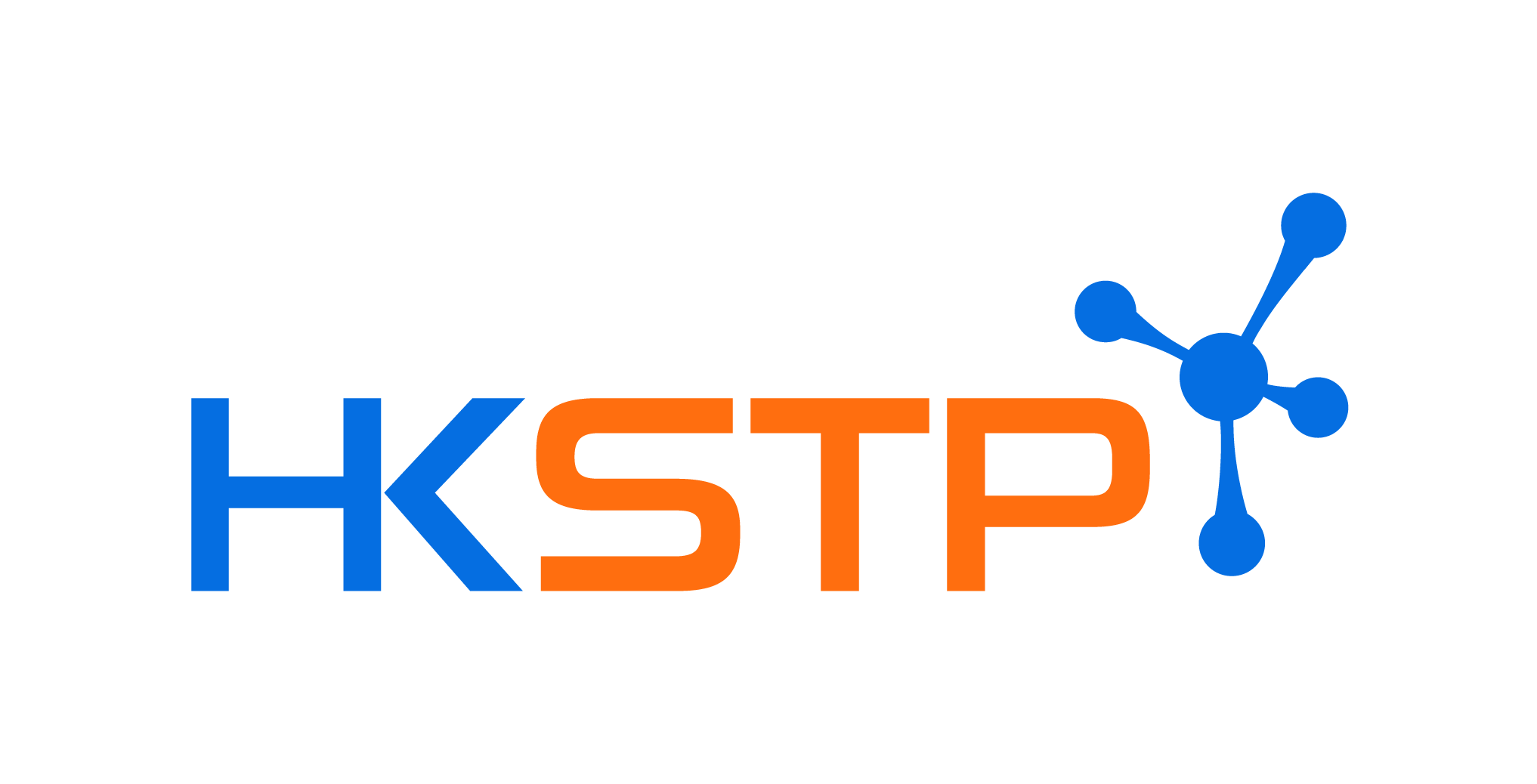 Logo of HKSTP with "HK" in blue, "STP" in orange, and a blue molecular structure design on the right.