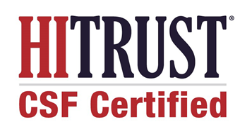 HITRUST CSF Certified logo in red and black text.