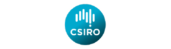 CSIRO logo with white text and abstract vertical lines inside a blue circle.