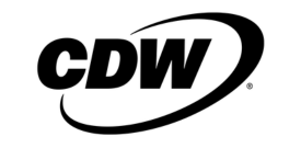 The CDW logo in black with a swoosh design underneath.