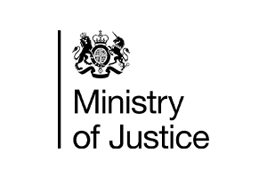 Logo of the UK Ministry of Justice featuring the official crest and the text 'Ministry of Justice'.