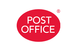 The Post Office logo featuring white text inside a red oval on a white background.