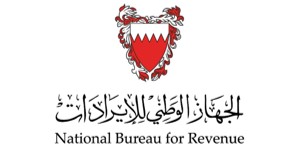 Logo of the Bahrain National Bureau for Revenue, featuring a red shield with a serrated white edge, Arabic script, and the English text 'National Bureau for Revenue' below.