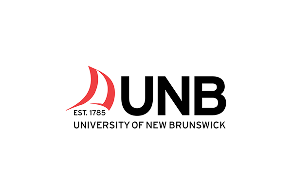 Logo of the University of New Brunswick featuring a red sail-like design and the text 'UNB', 'EST. 1785', and 'University of New Brunswick'.