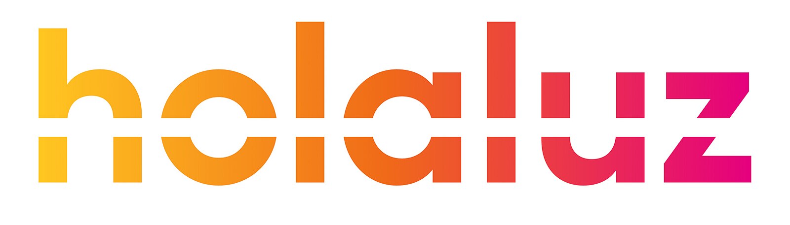 The Holaluz logo displayed in a gradient of orange to pink text on a white background.
