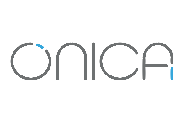 The Onica logo featuring modern grey text with blue accents on a white background.