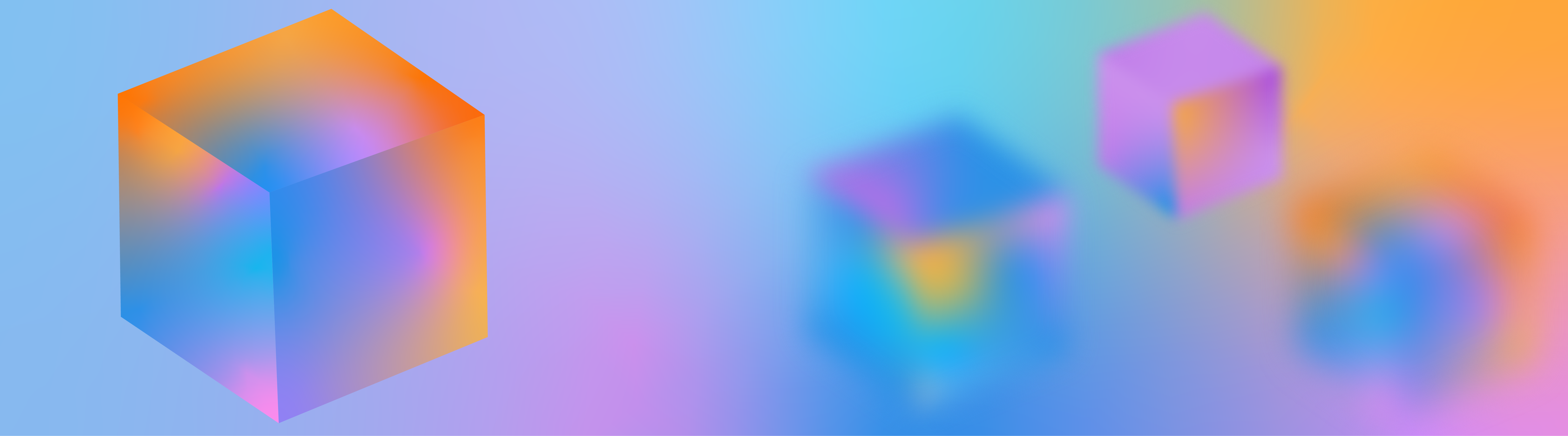 Banner image featuring three gradient-colored cubes on a blue and orange gradient background, used for AWS Public Sector Imagine campaigns.