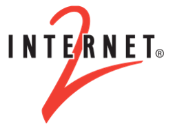 The Internet2 logo featuring the word 'Internet' with a large red number 2 stylized in the background.