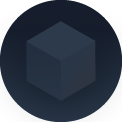 A dark 3D cube icon centered on a circular gradient background. The design uses deep, muted tones for a modern and abstract visual appearance.