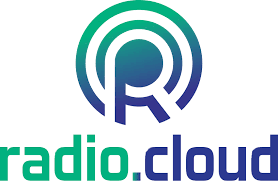 Logo of "radio.cloud" featuring a stylized "R" with circular waves in gradient green and blue.