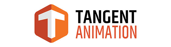 Logo of Tangent Animation, featuring a stylized 'T' inside an orange hexagon with the text 'TANGENT ANIMATION' to the right.