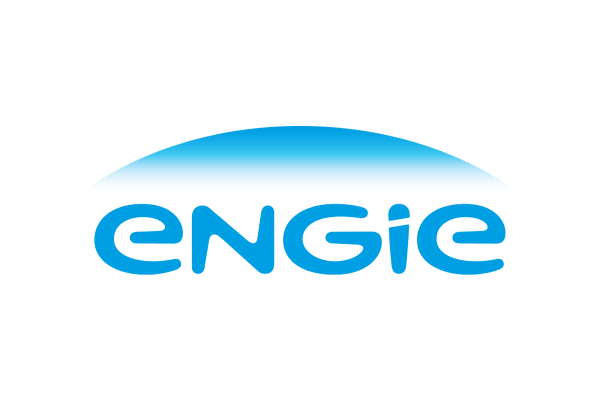 "ENGIE logo with blue text and a gradient blue arc above."