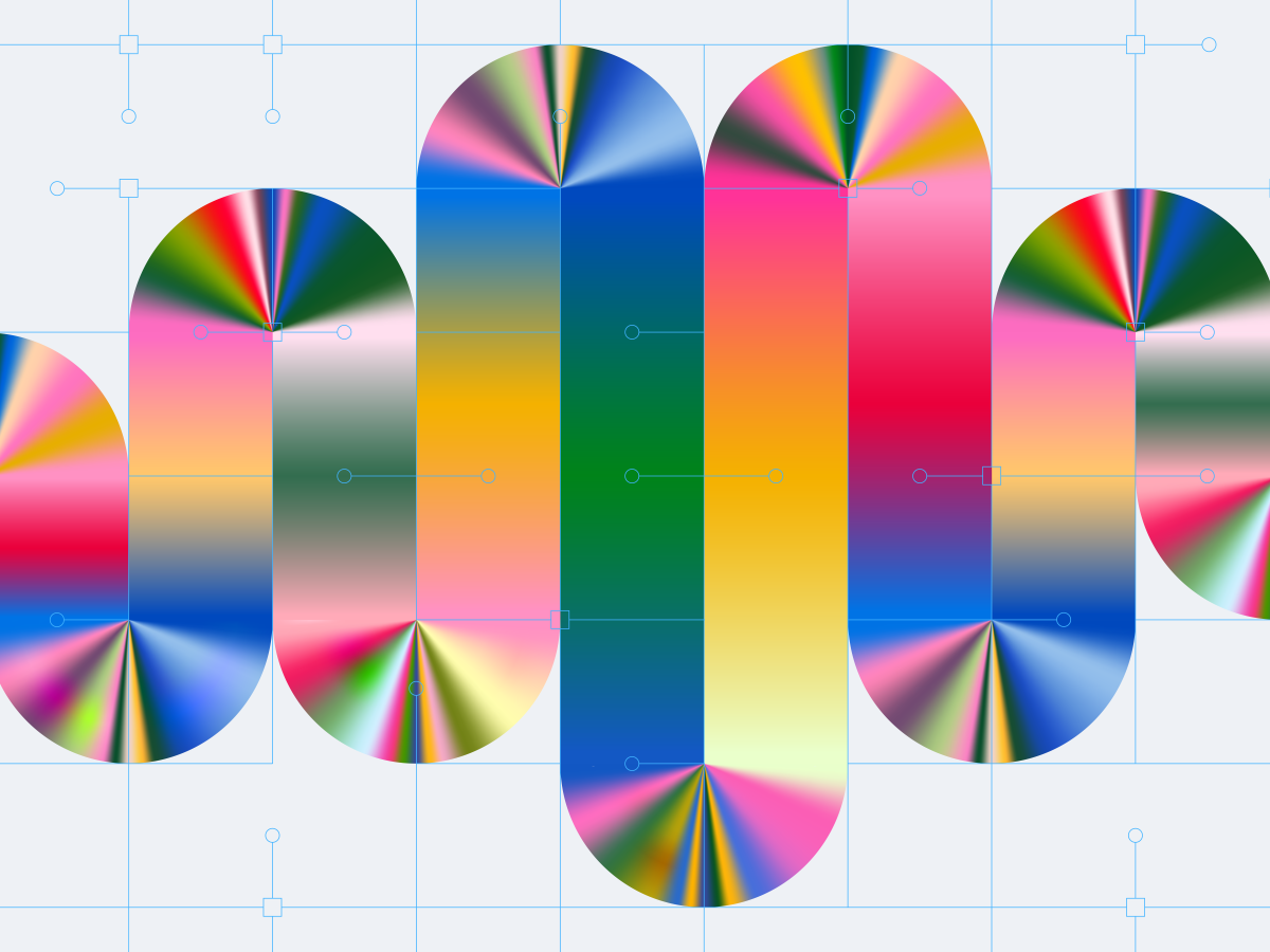 Abstract illustraion of rainbow colored curves