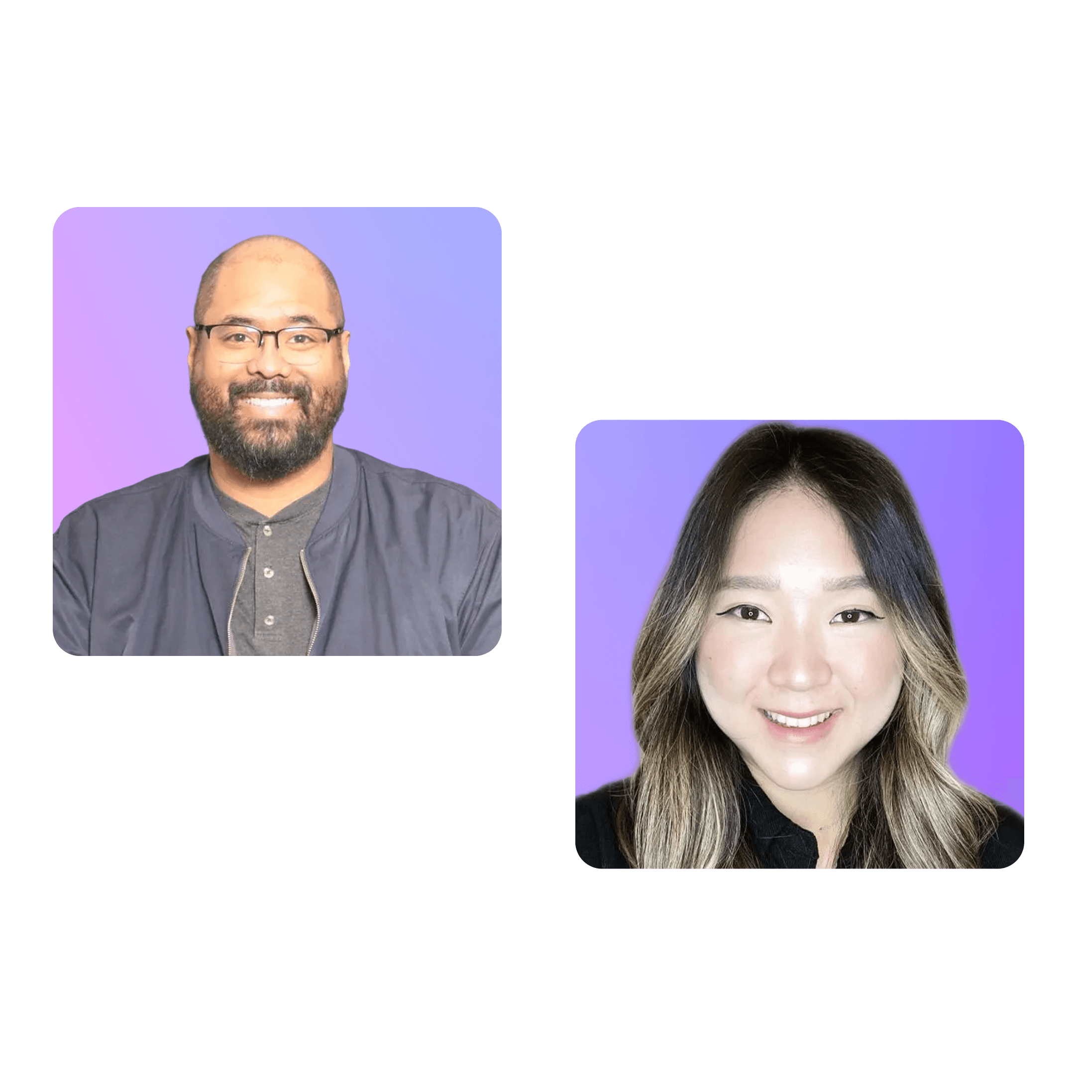 Brian Clark and Esther Kang headshots in one compiled image