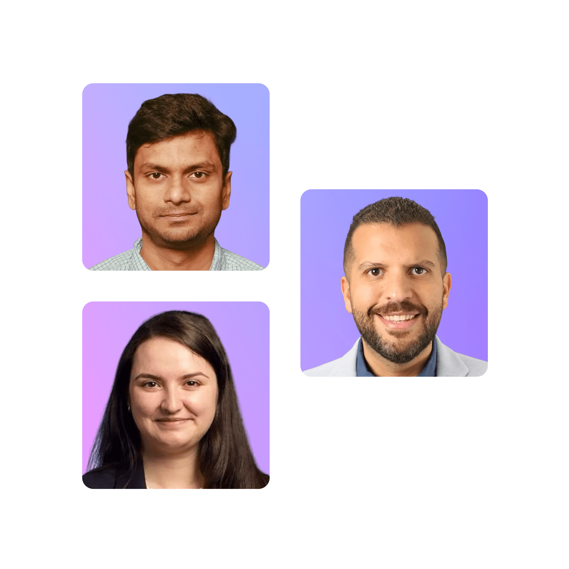 Mahesh Biradar, Ahmed Megawer, and Mirabela Dan headshots in one compiled image