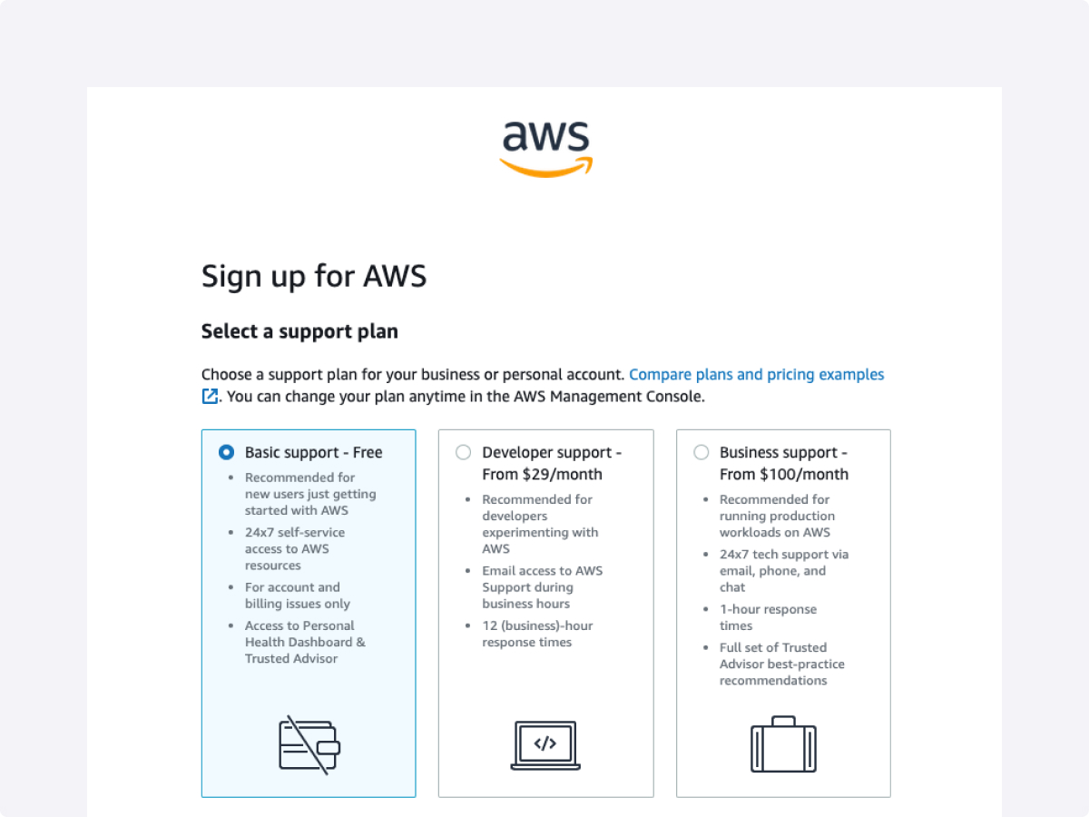 Get started sign up process UI step 2