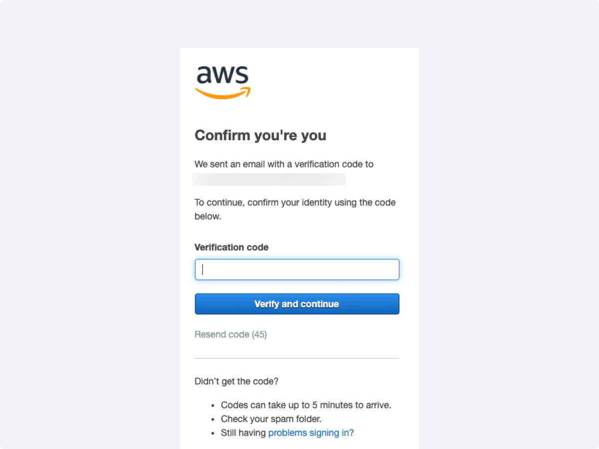 Get started sign up process UI step 3