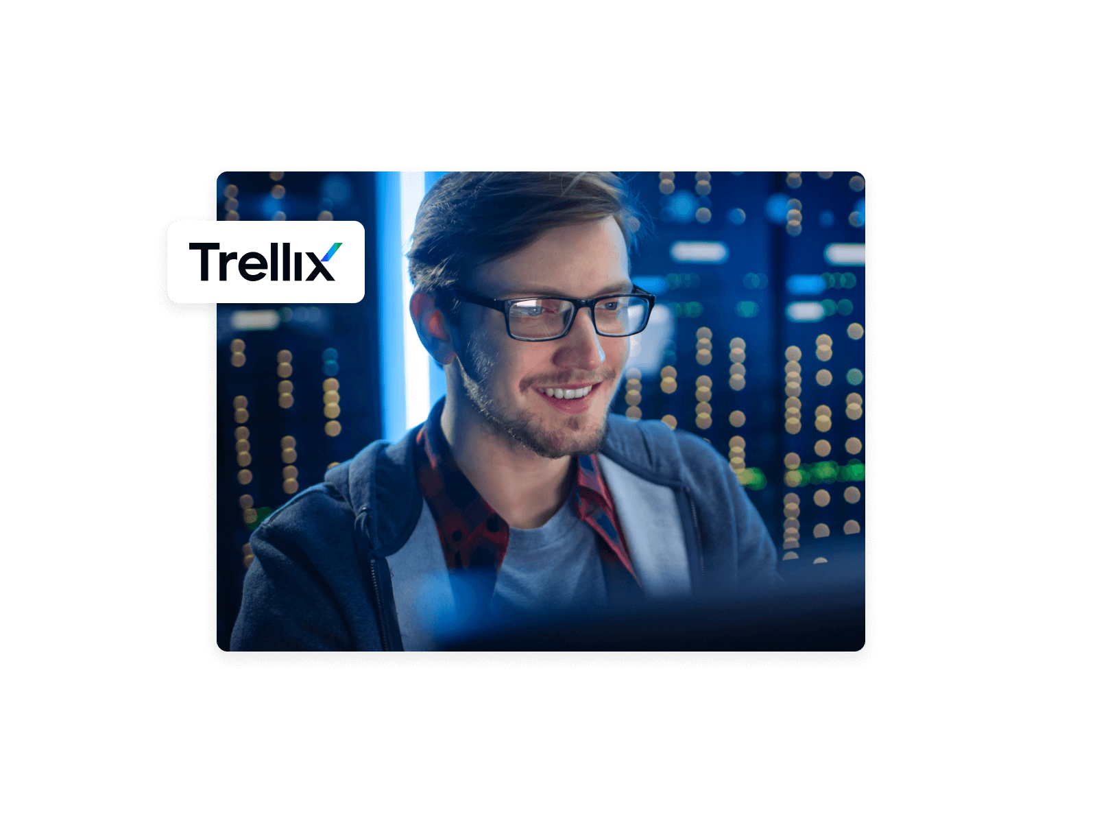 User smiling at computer screen