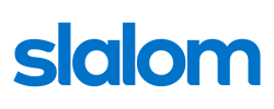 Slalom company logo with blue text on a white background