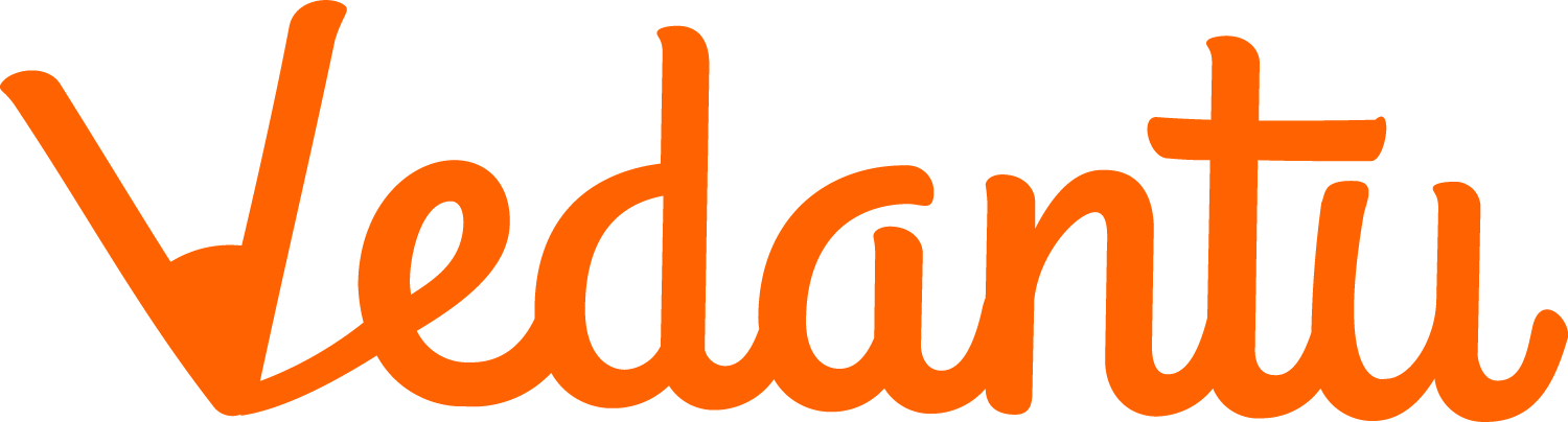 Vedantu logo in orange stylized text on a transparent background.