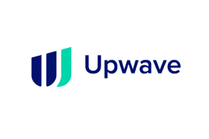 Upwave logo with blue and green icon and text on a white background