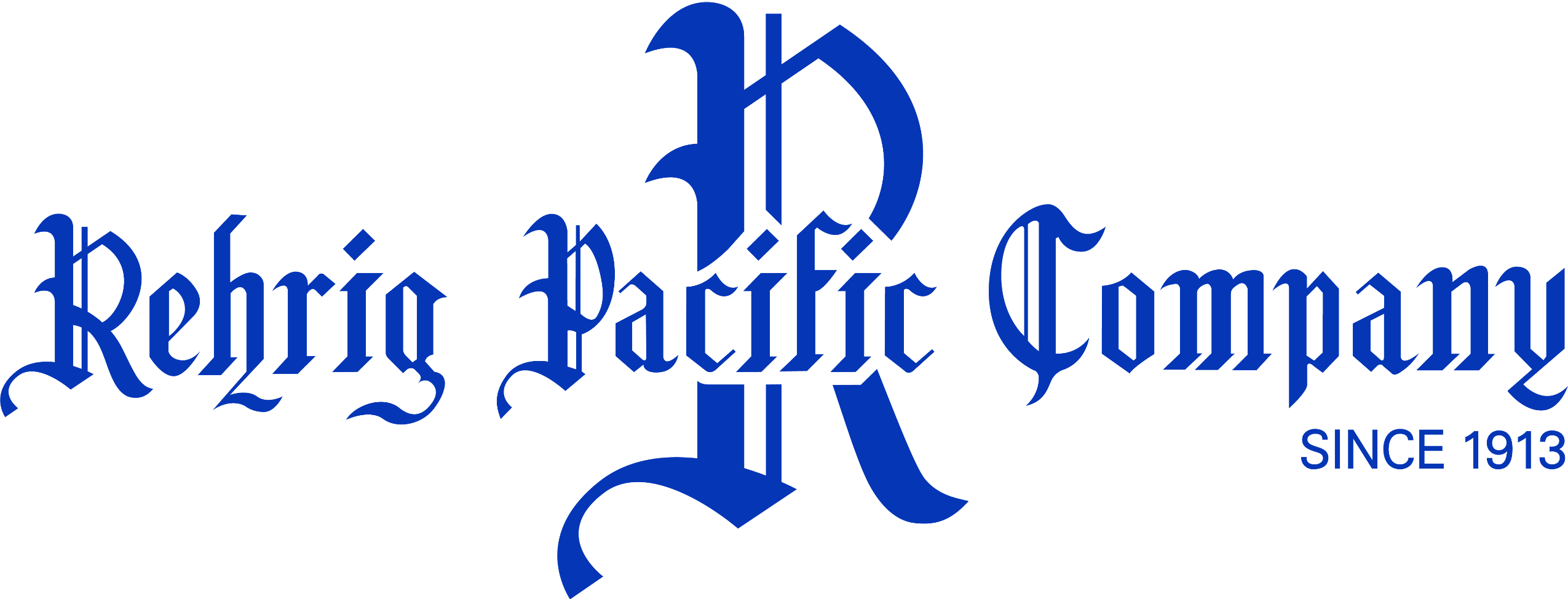 The logo of Rehrig Pacific Company featuring stylized blue text and the phrase 'Since 1913'.