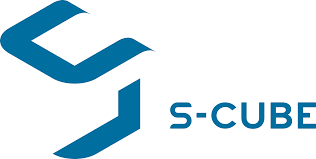 The blue S-Cube logo with stylized geometric design and the text 'S-CUBE' to the right.